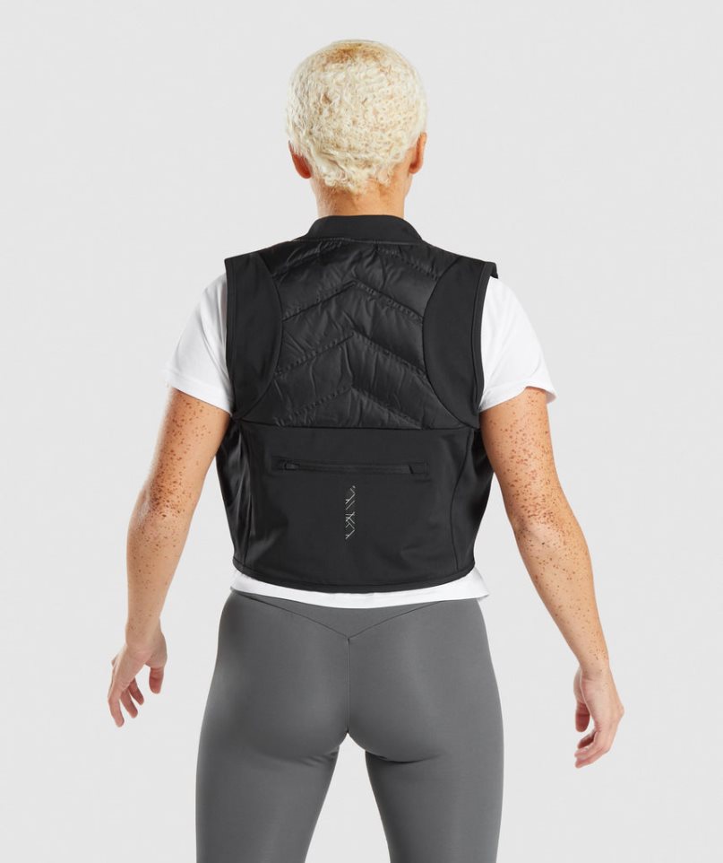 Women's Gymshark Speed Gilet Jackets Black | NZ 5CUXLZ